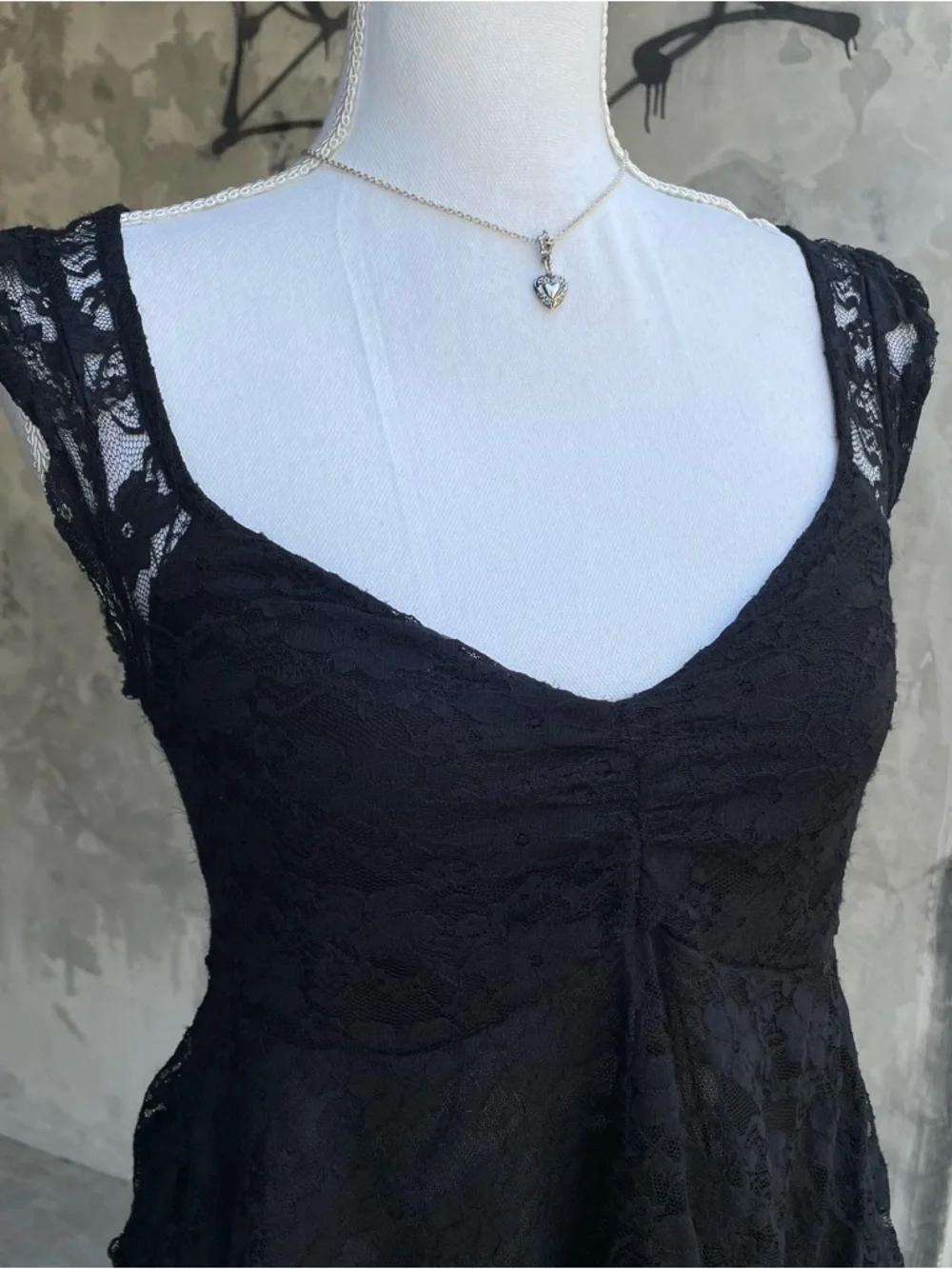 Vintage y2k Black Lace Asymmetrical Dark Fairy Top